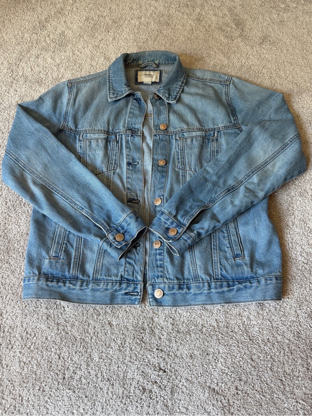 Forever 21 Light Denim Jean Jacket 100% Cotton Size Small